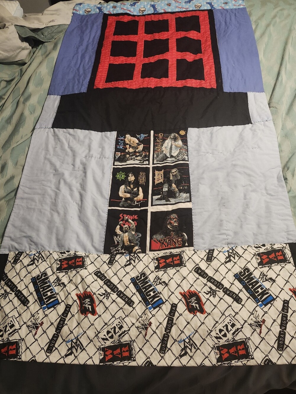 Vintage WWF Blanket‎ Raw / Smackdown 3 ft wide 6 ft long Very Rare Double-Sided